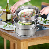 NNEIDS 4 Tier Stainless Steel Steamer Meat Vegetable Cooking Steam Hot Pot Kitchen Tool