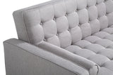 NNEDSZ Bed 3 Seater Button Tufted Lounge Set for Living Room Couch in Fabric Grey Colour