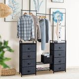 NNECW Fabric Drawer Dresser with Clothes Rail Shoe Rack