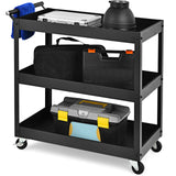 NNECW 3-Tier Utility Cart with Humanized Handle for Office Kitchen-Black
