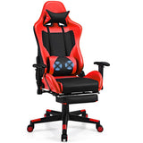 NNECW Adjustable Gaming Chair with Health Massager Lumbar Support-Red