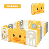 NNECW Foldable Baby Playpen with Cute Yellow Duck Pattern