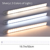 NNETM Premium Silvery 50cm LED Motion Sensor Cabinet Light - Wireless Rechargeable Closet Lighting