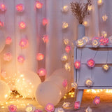 NNETM LED Foam Rose Flower String Lights - Touch-Controlled Small Lantern (Pink & White)