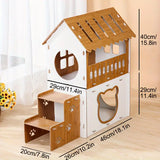 NNETM Villa-Style Cat Scratcher Cardboard House - Plaid Pattern