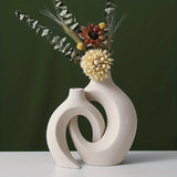NNETM Set of 2 White Ceramic Vases - Modern Boho Decor
