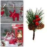 NNETM Set of 10 Artificial Christmas Picks - Festive Red Berry Holly Branches for Tree Decor