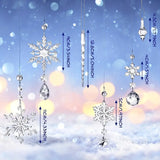 NNETM Crystal Elegance: Set of 16 Transparent Christmas Snowflake Ornaments