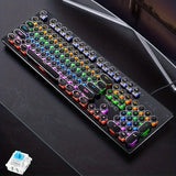 NNETM Caller Mechanical Keyboard - 104 Keys, Green Axis, Backlit, Wired USB, Black [Green Axis]
