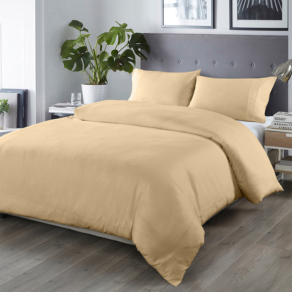 NNEIDS Comfort Blended Bamboo Quilt Cover Sets - Oatmeal - Queen