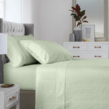 NNEKG Royal Comfort 1200TC 100% Cotton Stripe Bed Sheet Set (King Seafoam Green)