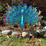 NNETM Exquisite Painted Peacock Garden Sculpture - Elegant Metal Animal Figurine for Easter