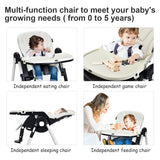 NNECW Highchair for Babies and Toddlers with Multiple Adjustable Backrest-White