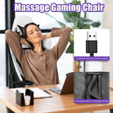 NNECW Adjustable Gaming Chair with Health Massager Lumbar Support-White