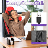 NNECW Adjustable Gaming Chair with Health Massager Lumbar Support-Red