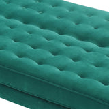 NNEDSZ Bed 3 Seater Button Tufted Lounge Set for Living Room Couch in Velvet Green Colour