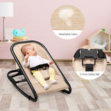 NNECW 2 in 1 Baby Rocker with 2 Adjustable Recline Positions-Beige