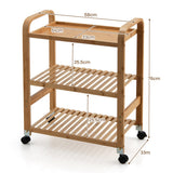 NNECW 3-Tier Bamboo Rolling Storage Cart