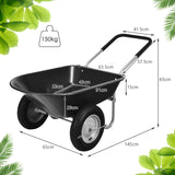 NNECW 2 Tire Wheelbarrow Garden Dolly Utility Cart with14 inch Pneumatic Tires-Black