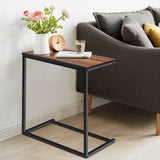 NNECW Industrial Styled C Shaped Side End Table-Brown