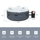 NNECW Gray Inflatable Hot Tub Spa with Pool Cover for Indoor and Outdoor Use