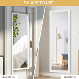 NNECW Wall Mounted Dressing Mirror with Hanging Hooks for Bedroom White