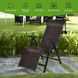 NNECW 2PCS Folding Reclining Rattan Chair with Adjustable Position for Garden