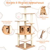 NNECW Modern Cat Climbing Tree with Scratch Resistant Sisal Rope Column for Cats