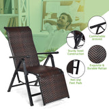 NNECW 2PCS Folding Reclining Rattan Chair with Adjustable Position for Garden