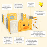NNECW Foldable Baby Playpen with Cute Yellow Duck Pattern