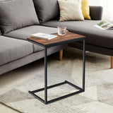 NNECW Industrial Styled C Shaped Side End Table-Brown