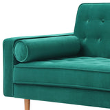 NNEDSZ Bed 3 Seater Button Tufted Lounge Set for Living Room Couch in Velvet Green Colour