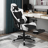 NNECW Adjustable Gaming Chair with Health Massager Lumbar Support-White
