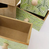 NNETM Exquisite Applique Drawer Box Storage - Wood Color