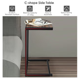 NNECW Industrial Styled C Shaped Side End Table-Brown