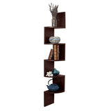 NNEDPE Zigzag Large Corner Wall Mount Display Shelf  - Brown