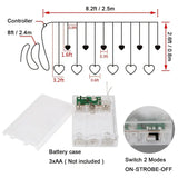 NNETM Waterproof Heart-Shaped LED Curtain String Lights - 138 LEDs, 8 Flashing Modes