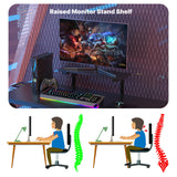NNECW 120 x 55 cm Black Gaming Desk for Home Office Workstation