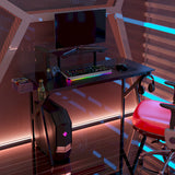 NNECW 120 x 55 cm Black Gaming Desk for Home Office Workstation
