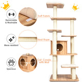 NNECW Modern Cat Climbing Tree with Scratch Resistant Sisal Rope Column for Cats