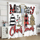 NNETM Snowy Serenity: 2PC Christmas Tree Farm Curtain Set with Snowflake Pattern