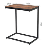 NNECW Industrial Styled C Shaped Side End Table-Brown