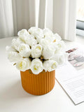NNESN Premium 12-Piece Artificial White Rose Bouquet | Realistic Faux Flowers for Timeless Elegance