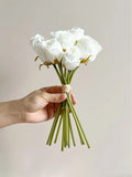 NNESN Premium 12-Piece Artificial White Rose Bouquet | Realistic Faux Flowers for Timeless Elegance