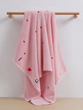 NNESN Chic Embroidered Heart Bath Towel in Elegant Pink - 100% Cotton