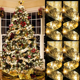 NNETM Christmas Ribbon Fairy Lights - Golden Garland