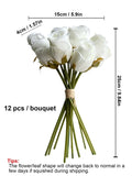 NNESN Premium 12-Piece Artificial White Rose Bouquet | Realistic Faux Flowers for Timeless Elegance