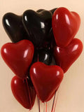 NNESN 21-Piece Heart Shaped Balloon Set for Valentine's Day - Red and Black Latex Balloons