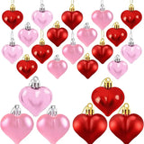 NNETM 24-Piece Valentine's Day Heart-Shaped Ornament Set - Glossy and Matte Baubles