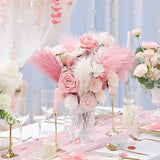 NNETM Set of 3 Artificial Pampas Grass Stems (43.18cm) - Blush, Cream & Pink Gradient